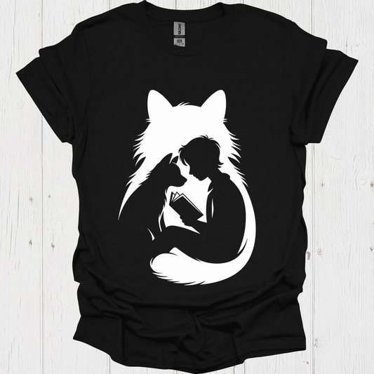 Silhoutte Reader Cat N Dog V1, Pet Lovers T-Shirt