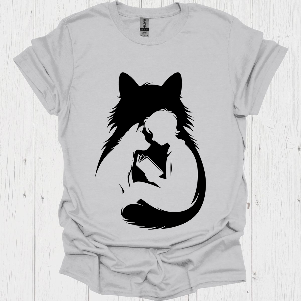 Silhoutte Reader Cat N Dog V1, Pet Lovers T-Shirt
