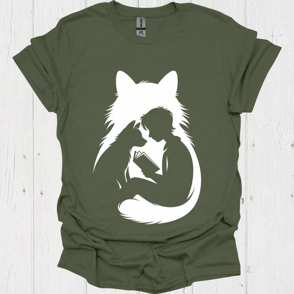 Silhoutte Reader Cat N Dog V1, Pet Lovers T-Shirt