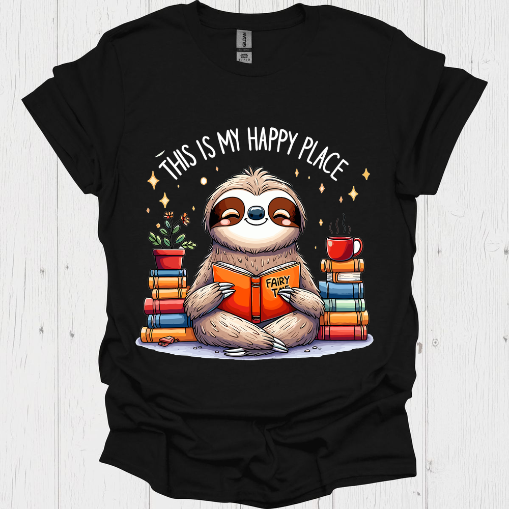 This Is My Happy Place Sloth Reading Book Lover Design