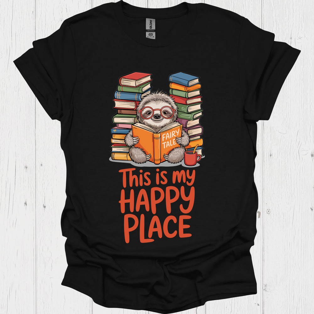 Sloth Reading This Is My Happy Place Book Lover Design