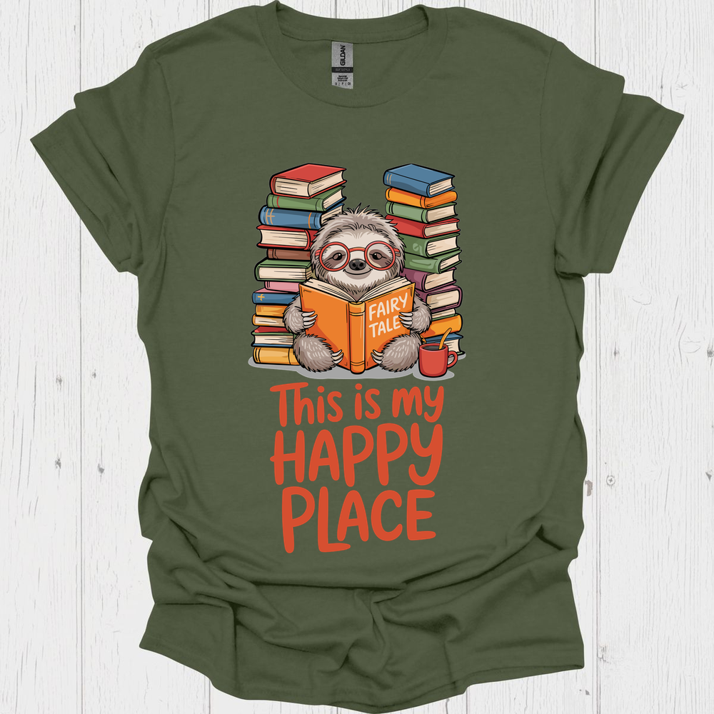 Sloth Reading This Is My Happy Place Book Lover Design