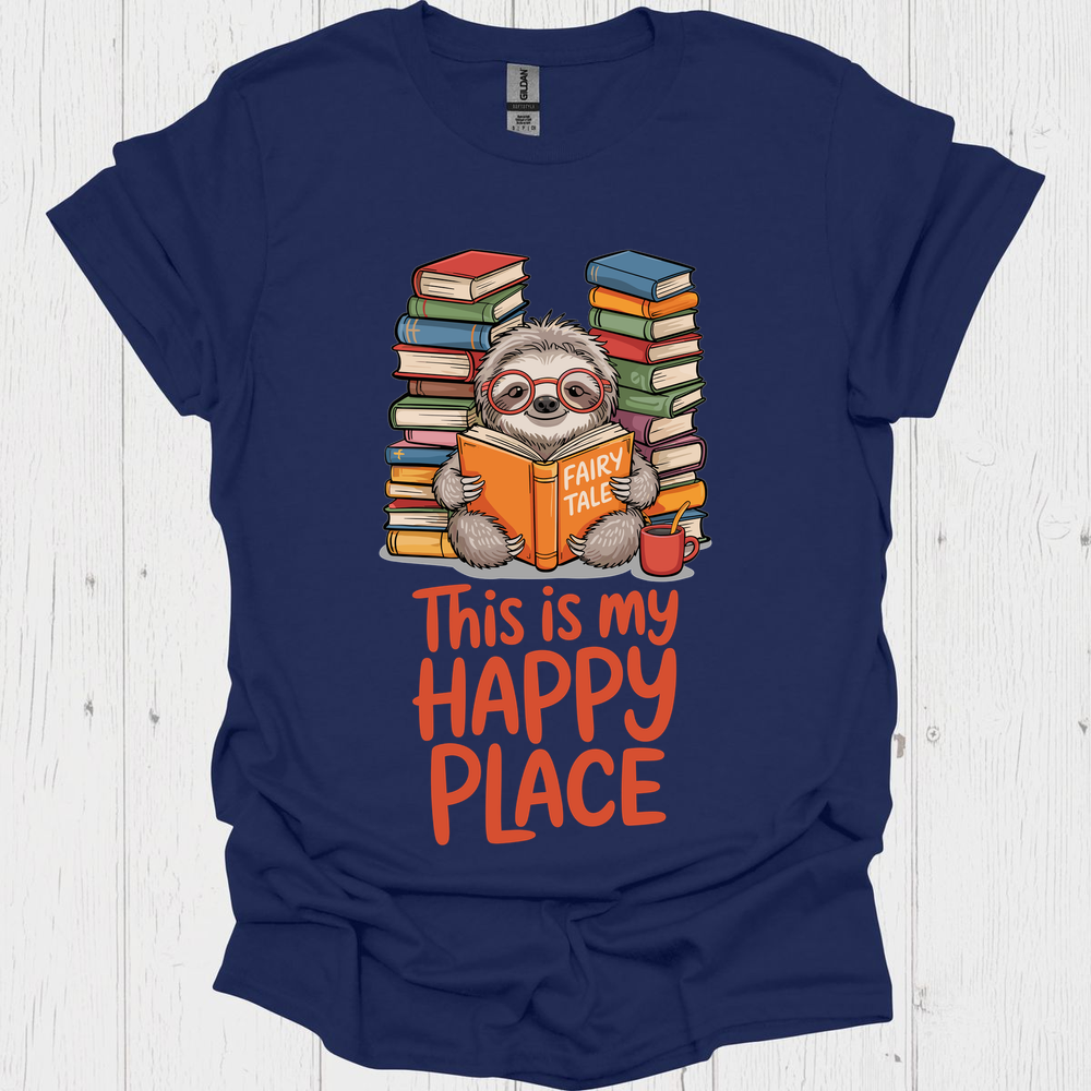 Sloth Reading This Is My Happy Place Book Lover Design